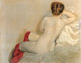Con Canvas Paintings - Nudo con le Calze Rosse
